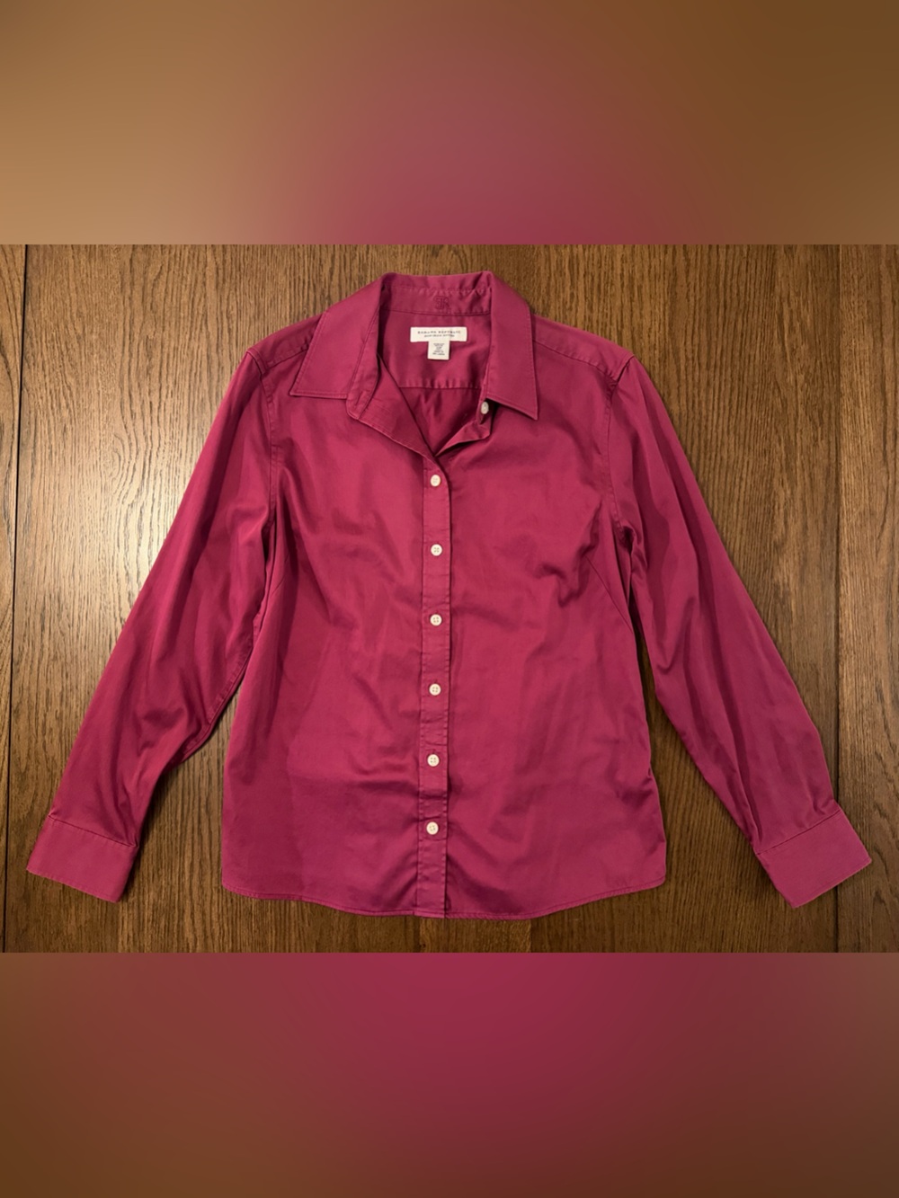Banana Republic Women's Washed Maroon Button-Down Non-Iron Fitted Shirt